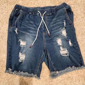 Biker denim shorts